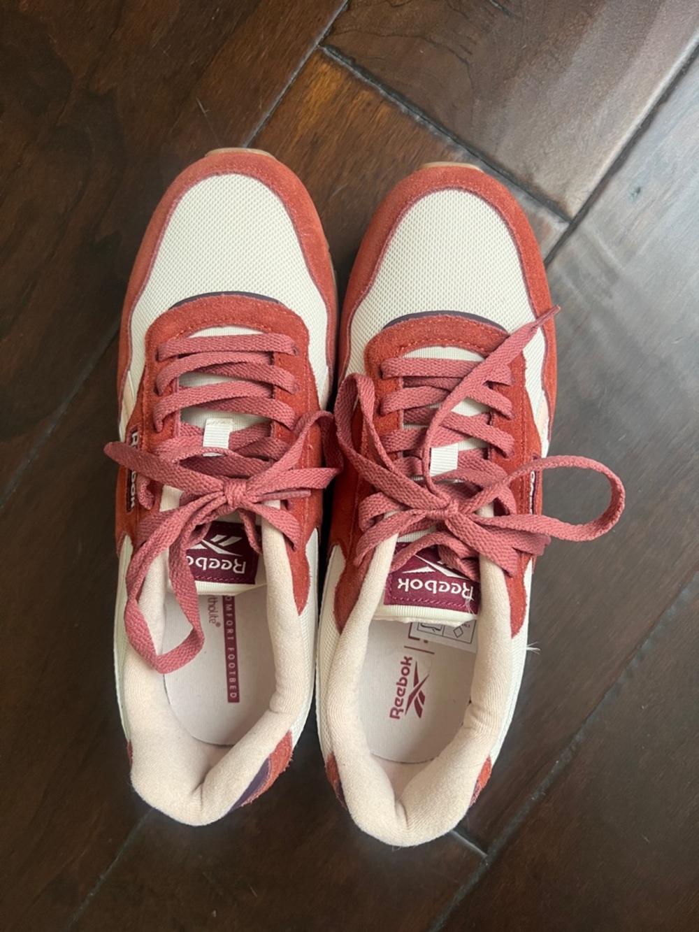 Reebok Lace-Up Sneakers in Rose & Cream